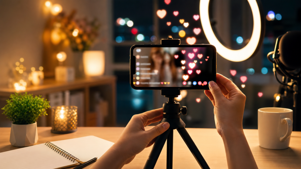 TikTok LIVEで応援される配信づくりをイメージしたスマホ配信スタジオ